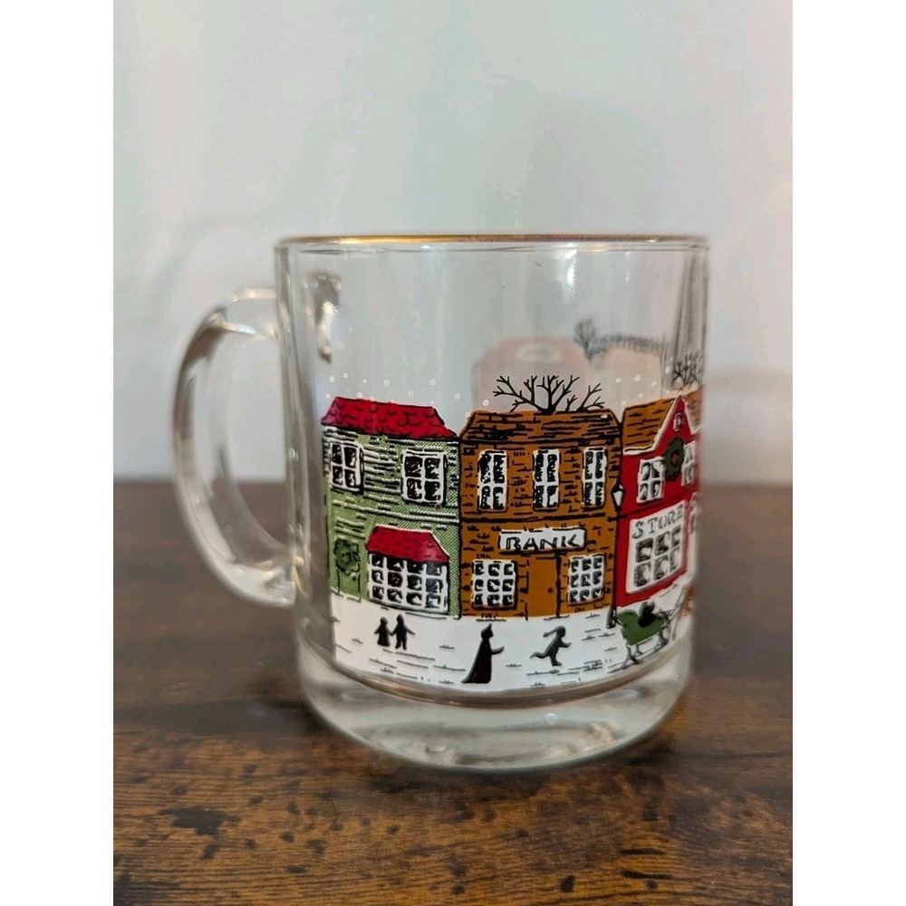 Vintage Snow Village - Libby Glass Holiday Mug Cottagecore Christmas Farmhouse